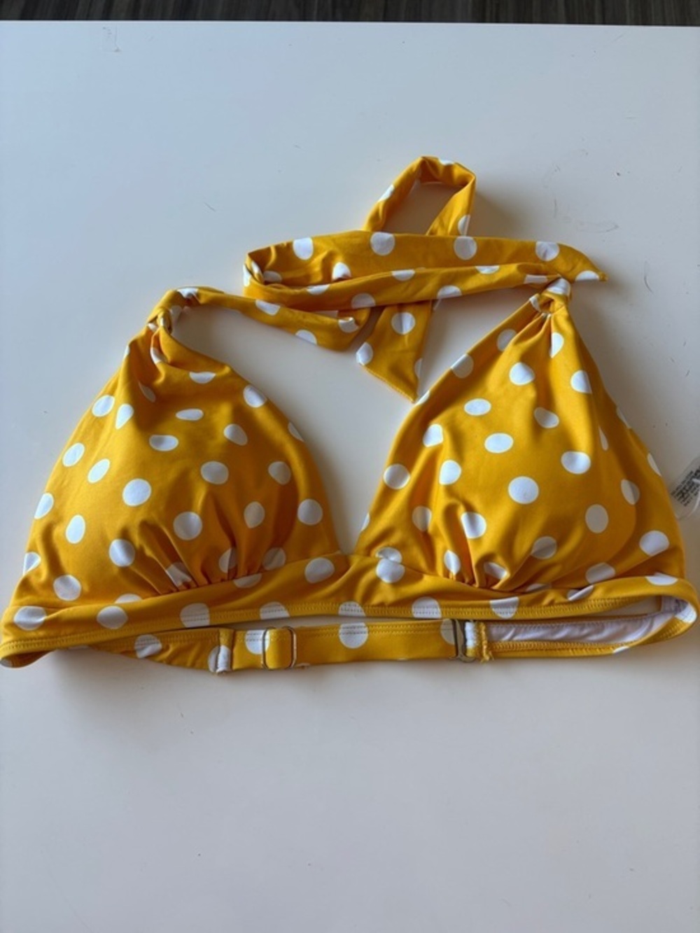Younique Yellow and White Polka Dot Halter Bikini Top